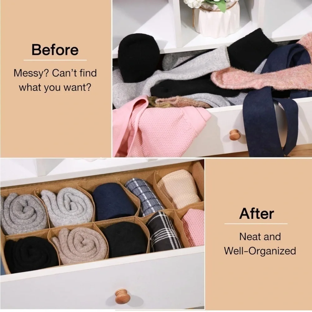 Brand New 7 Pack Foldable Drawer Organizers Dividers Clothing Storage Bras Socks